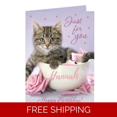 Personalised Rachael Hale 'Just for You' Kitten Card